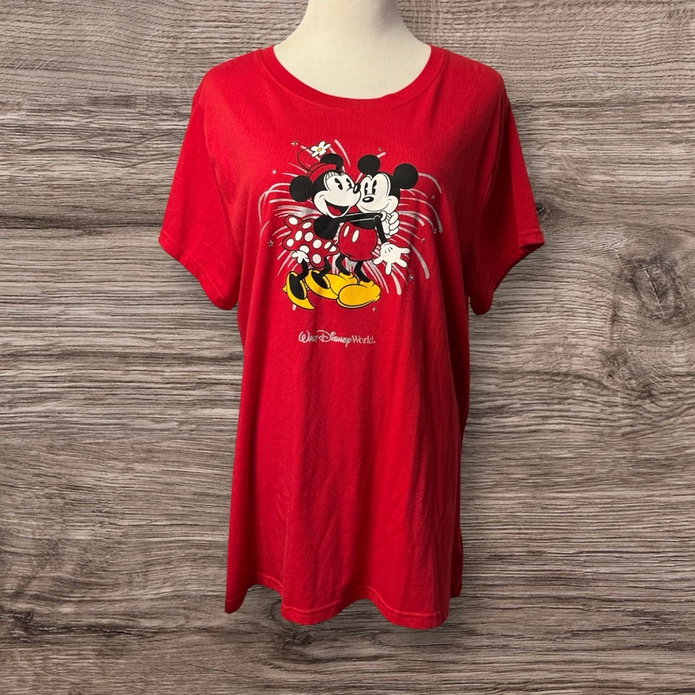 NWT Disney Parks Mickey & Miinie Mouse Short Sleeve T-shirt SZ 1X Red